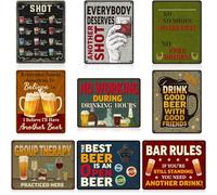 Clabby 9 Affiches de Bière Set d Affiches de Panneau de Bar Amusants Menu de Clichés Vintage Panneau de Bar en Carton Vintage pour Maison Bar Décoration Murale, 27,9 x 35,6 Cm, Paquet de 9 Styles