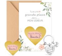 Clabby Cadeau Témoin Mariage Porte Clef Témoin Veux-Tu Être Ma Témoin Carte à Gratter Témoin Coeur Cadeau Témoin avec Enveloppe en Kraft Demande Témoin Mariage