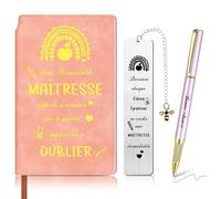 Clabby Ensemble de 3 Pièces Cadeaux Maîtresse Fin d'Année Cadeau Merci Maîtresse et Atsem Compris Carnet de Notes Stylo Marque Page Cadeau Remerciement Fin d'Année pour Maitre Atsem Enseignant Creche