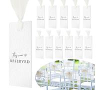 Clabby Lot de 12 panneaux à suspendre pour chaises réservées avec ruban pour réception de mariage, fête, restaurant « This Row Is Reserved » pour mariage, église, événements