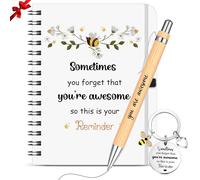 Clabby Lot de 3 cadeaux inspirants en forme d'abeille pour collègue, employé, comprend un carnet de motivation, un stylo de motivation, un porte-clés positif, un cadeau de départ pour le personnel, un