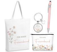 Clabby Lot de 4 Cadeau Retraite Femme Cadeaux de Retraite, Collègue, Enseignant, Cadeau d'Adieu pour la Retraite Trousse de Maquillage Porte-Clés Sac Cadeau Stylo à Bille