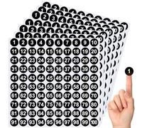 Clabby Lot de 700 autocollants ronds en vinyle numérotés consécutifs de 1 à 100 pour bureau, inventaire, stockage, bacs (blanc)