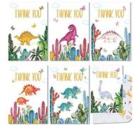 Clabby Lot de 72 cartes de remerciement dinosaures comprenant 36 enveloppes dinosaures et 36 cartes de remerciement cactus dinosaure, notes vierges pour fête prénatale, fête d'anniversaire d'enfants