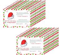 Clabby Rapports Officiels d'Elfe 4 x 6 Pouces Comportement Elfes Avis Notes Officielles Coquines ou Gentilles de Votre Elfe Cartes de Notes d'Elfe de Noël pour Étudiant et Enfant (100 Pièces)