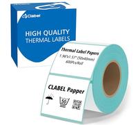 CLABEL 600 Étiquettes Thermiques, 50x40mm Blanches Rouleau Étiquettes Autocollantes, Papier Thermique Synthétique Premium, Compatible CLABEL Etiqueteuse pour Bureau Maison Prix Code-barres Produits