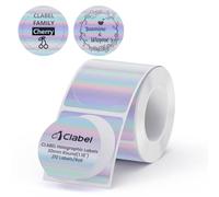 CLABEL Étiquettes Thermiques Holographiques Rondes 30x30mm, Autocollants Effet Arc-en-Ciel Autoadhésifs, Imperméables pour Petite Entreprise Etsy Bougies Emballage Cadeau, 210 Étiquettes/Rouleau