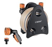 Claber Mini-set Balcony, porte-tuyaux équipé installable sur mur avec tuyau 10 m et pistolet multifonction Noir