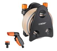 Claber Mini-set Utility, support tuyaux avec tuyau, raccords et pistolet d'arrosage double jet