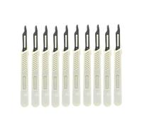 CLABMROEC Lot de 10 Scalpels Stériles Jetables, Lame #15C pour Usage Dentaire et Microchirurgie, Acier Carbone avec Manche Plastique, Emballage Stérile Individuel