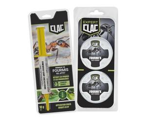 Clac® Pack Anti-Fourmis Complet - Gel Seringue 10g + 2 Boîtes Appâts - Élimine Fourmis, Reine & Fourmilière - Action Rapide Jusqu’à 3 Mois - Intérieur Extérieur