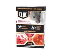 Clac Stelliox25 - Blocs Rodenticide Anti-Rats et Souris - Qualité Professionnelle - Appât Prêt à l’Emploi - Résistant en Lieux Humides (Garage, Cave, Entrepôt, Grenier) - 300 g