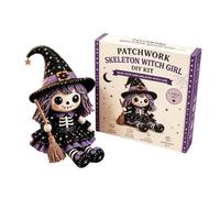Clacce Kit de bricolage Day of the Dead Patchwork Doll Sugar Skull Sewing Craft Kits for Adults Halloween Fabric Doll Making Fall Home Decor Handmade Gift for Craft Lovers,Purple
