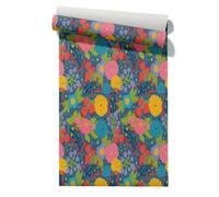 Claccis Papier De Transfert Vinyle Peint Autocollant Motif Tropical Fleur Intissé Fleuri Epais PVC Adhesif Mural Romance Rétro Papier Imperméable À Décoller Et Pour Placards 45x300cm