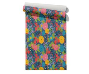 Claccis Papier De Transfert Vinyle Peint Autocollant Motif Tropical Fleur Intissé Fleuri Epais PVC Adhesif Mural Romance Rétro Papier Imperméable À Décoller Et Pour Placards 45x300cm