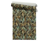 Claccis Papier Peint Vintage Fleuri Autocollant Chambre Motif D'Iris 3D Or Vinyle Expansé Salle De Bain Lessivable Rétro Élégant Film Pour Meubles Cuisine 45x300cm