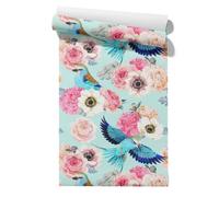 Claccis Papier Peint Vinyle Floral Transfert Thermocollant Fleurs Et Oiseaux Autocollant Sol Adhesif PVC Mural Élégance Naturelle Papier À Décoller Pour Crédence Cuisine 45x300cm