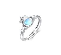 Claddagh Bague pour femme en argent sterling 925 avec pierre de lune irlandaise Claddagh Cœur Bague réglable Ouverte Cadeau Bijoux pour femme, Argent sterling, Pierre de lune