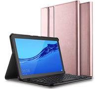 Claelech Clavier Bluetooth Coque Huawei Mediapad T5 10.1 2018, rabat Magnétique Mince Cuir Housse avec Détachable Clavier Sans Fil Bluetooth Automatique Smart Cover pour Mediapad T5 10.1 (Champagne)