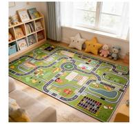 CLAILEIRS Tapis de Jeu éducatif Plan de Ville, Tapis de Sol épais et rembourré pour Chambre de garçon, Tapis d'apprentissage interactif avec stationnement et Panneaux de signalisation