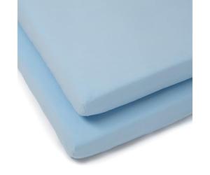 Clair de Lune Cot Bed Cotton Jersey Fitted Sheets (Pack of 2, Blue)