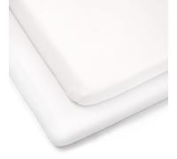 Clair de Lune Cot Bed Cotton Jersey Fitted Sheets (Pack of 2, White)