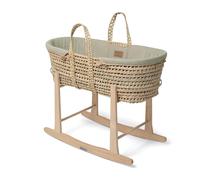 Clair de Lune Couffin en Palmier Bio avec Support à Bascule Naturel, couffin pour bébé primé 75 x 28 cm (Vert Sauge)