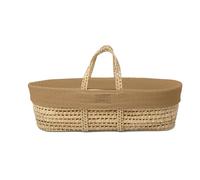 Clair de Lune Couffin tricoté en Palmier Bio avec Panier en Palmier Naturel, Pansement tricoté Bio et Matelas en Bambou Naturel 75 x 28 cm (Biscuit)