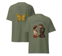 Clair Obscur 33 Fan Shirt - T-Shirt Double Face en Coton avec Citations émotionnelles pour Joueurs de RPG, « We Were Never Meant to Reach 34 » Devant et Dos Papillon, Charbon, L