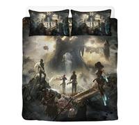 Clair Obscur Parure de lit pour enfant avec housse de couette 135 x 200 cm et taie d'oreiller Expedition 33 - En microfibre - Décoration de chambre à coucher et lit d'adolescent - Article de fan