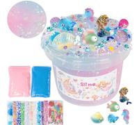 Clair Slime 25 ml DIY avec 12 sachets pour filles et garçons, 2 Fluffy Cloud Slime, comme une sirène dans un océan bleu et rose