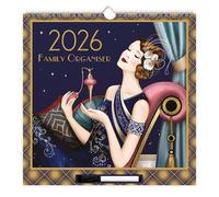 Claire Coxon Calendrier mural 2026 familial | Grand planificateur mensuel avec 5 colonnes, stylo, superposition facile à nettoyer, listes de courses et de tâches à détacher | Design Art déco