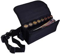 CLAIRE-FONCET Sacoche Banane en Toile Tissu polyester, Avec Monnayeur Distributeur Noir de 8 Pièces d'Euros, 1 Poche Zip intérieure, Fermeture par Aimants, idéale pour Serveurs, Serveuses, Commerçants