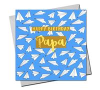 Claire Giles Carte d'anniversaire Papa, avions en papier, carte de vœux avec texte doré brillant, COL032