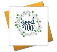 Claire Giles Greeting Cards, Carte porte-bonheur avec motif trèfle à 4 feuilles et pompons colorés