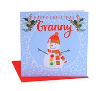 Claire Giles XP138 Carte de Noël pour grand-mère Motif bonhomme de neige Bleu