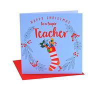 Claire Giles Xp160 "Chaussette dans une couronne de laurier" vers une Super Teacher Happy carte de Noël