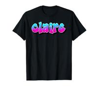 Claire Graffiti Prénom personnalisé Bleu Rose Femmes Filles T-Shirt Graphique avec Valeur