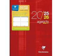Clairefontaine - 1 Agenda WHEN 17 Rouge - Septembre 2025 à Septembre 2026 - Format 17 x 22 cm - 1 Semaine sur 2 pages