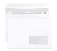 Clairefontaine 10242C - Boite de 500 Enveloppes Blanches C5-162x229mm - Auto-Adhésives - 90g/m² - Fenêtre Papier Cristal 45x100 (position 20/20)