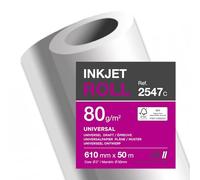 clairefontaine 10323 Papier universel largeur ml 80 g application Jet encre bobine 610 mm x 50 Blanc