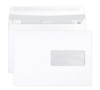 Clairefontaine 103425C - Boite de 500 enveloppes Blanches C5-162x229mm - Auto-Addhésives - 90g/m² - Fenêtre PET 45x100 (position 62/20)