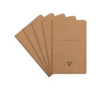Clairefontaine 103506Cpack - Un paquet de 5 carnets piqués cousu fil Flying Spirit 96 pages ivoire 11x17 cm 90g lignées, couverture en carte kraft brun, finition couleur anthracite, 5 motifs assortis