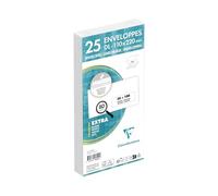 Clairefontaine 10625C - Paquet de 25 Enveloppes Blanches DL-110x220mm - Auto-Adhésives - 80g/m² - Fenêtre Papier Cristal de 35x100 (position 20/20)