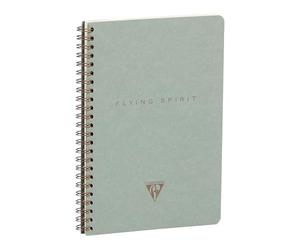 Clairefontaine - 107566C - Un Carnet A Spirale Flying Spirit A5 14,8x21 cm 120 Pages Lignées Détachables Papier Ivoire 90g - Poches - Couverture cartonnée Vert de gris 5 motifs au dos, livr. aléatoire