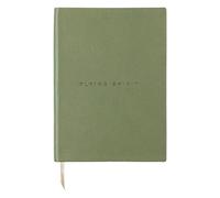 Clairefontaine 107946C - Un Carnet en Cuir Kaki A5 14,8x21 cm 180 Pages Lignées Papier Ivoire 90g - Brochure Cousue - Ruban Marque-Pages - Collection Flying Spirit - Véritable Cuir d'agneau