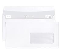 Clairefontaine 10925C - Boite de 500 Enveloppes Blanches DL-110x220mm - Auto-Adhésives - 80g/m² - Fenêtre Papier Cristal 45x100 (position 20/20)