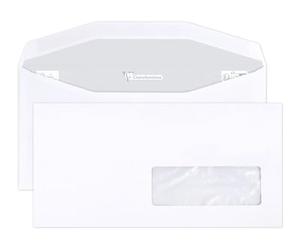 Clairefontaine 10979C - Boite de 500 Enveloppes Blanches DL2-114x229mm - Patte Gommée Mécanisable - 80g/m² - Fenêtre Papier Cristal 35x100 (position 20/20) - pour machine de mise sous pli automatique