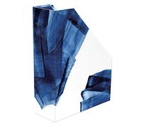 Clairefontaine 115726C - Un Porte-Revues en Carton motif Aquarelle bleu indigo 25x10x32,5cm - Papier finition brillante - Collection Indigo