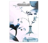 Clairefontaine 115942C - Un Porte-Bloc 23x33 cm en Carton - Motif Floral Peint à l'Encre Bleue - Finition papier satiné - Support pour réunion - Collection Inkebana